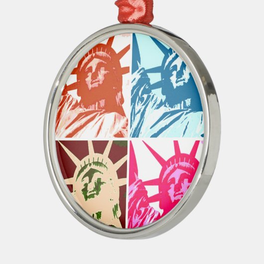 Pop Art Lady Liberty Metalen Ornament (Links)