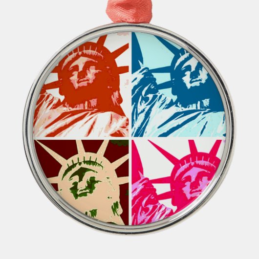 Pop Art Lady Liberty Metalen Ornament (Voorkant)