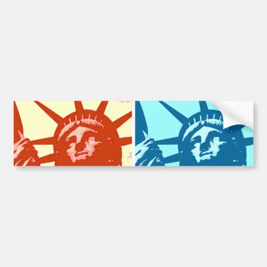 Pop Art Lady Liberty New York City Bumpersticker (Voorkant)