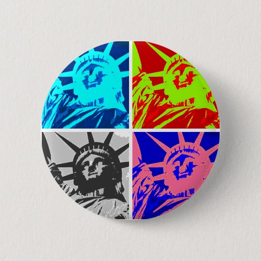 Pop Art Lady Liberty New York City Ronde Button 5,7 Cm (Voorkant)