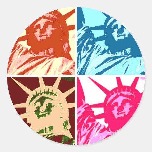 Pop Art Lady Liberty New York City Ronde Sticker (Voorkant)