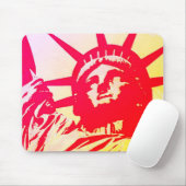 Pop Art Lady Liberty New York City Rood Geel Muismat (Met muis)