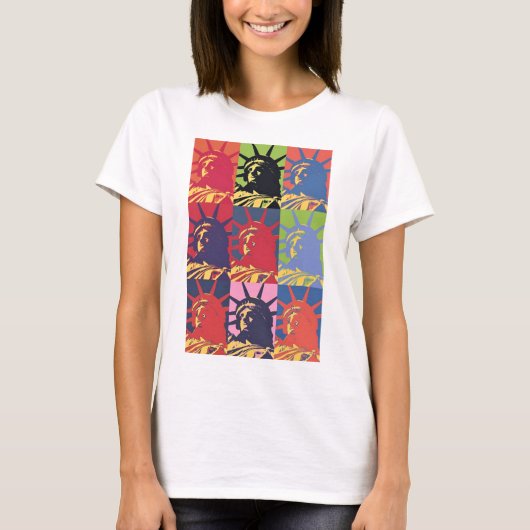 Pop Art Lady Liberty New York City T-shirt (Voorkant)