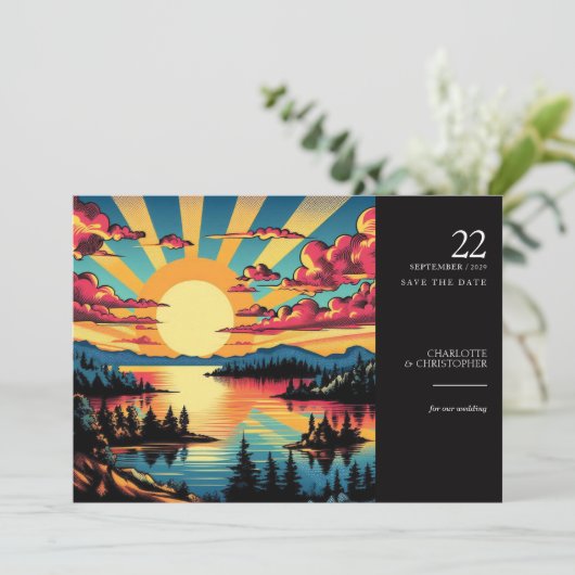 Pop Art Lake Save The Date (Staand voorkant)