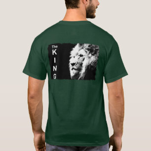 Pop Art Leeuw Modern Sjabloon Diep Bosgroen T-shirt