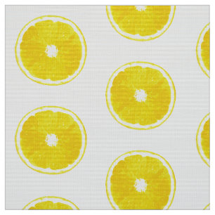 Pop Art Lemon Slices - witte achtergrond Stof