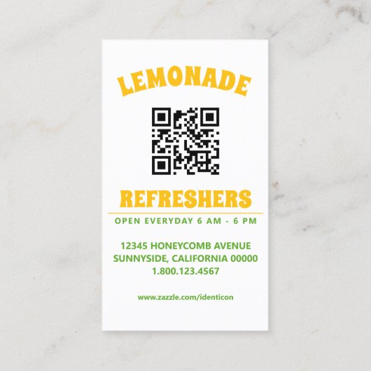 pop art lemons limes with qr code visitekaartje (Achterkant)