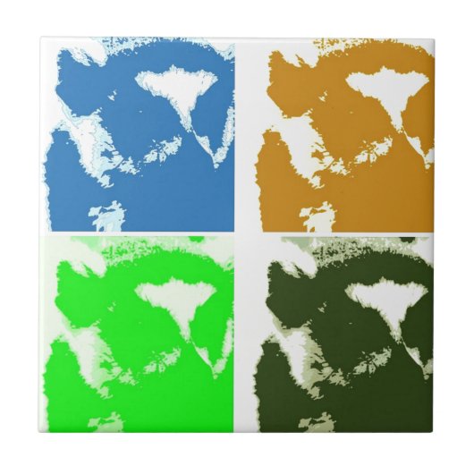 Pop Art Lemurs Tegeltje (Voorkant)