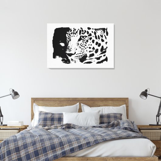 Pop Art Leopard Wrapped Canvas (Insitu (Slaapkamer))