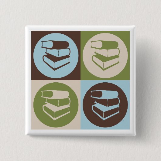 Pop Art Library Work Vierkante Button 5,1 Cm (Voorkant)