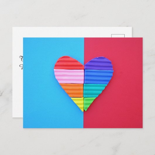 Pop Art Liefde Twin Valentijn Regenboog Harten Briefkaart (Voorkant / Achterkant)