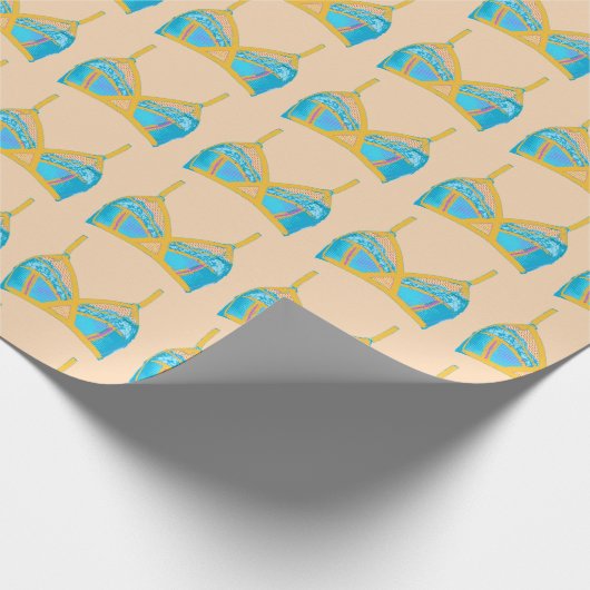 Pop Art Lingerie in Blue en Gold Cadeaupapier (Hoek)