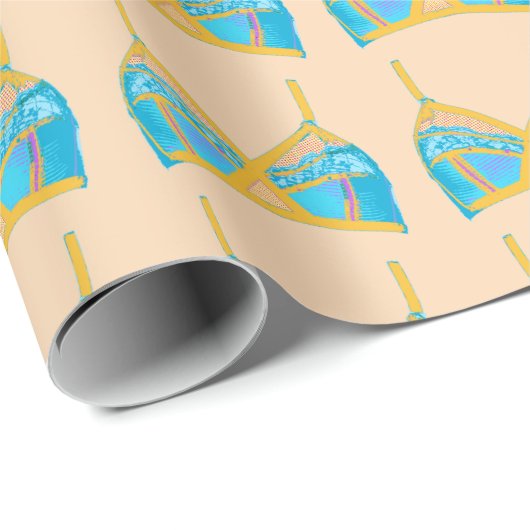 Pop Art Lingerie in Blue en Gold Cadeaupapier (Rol Hoek)