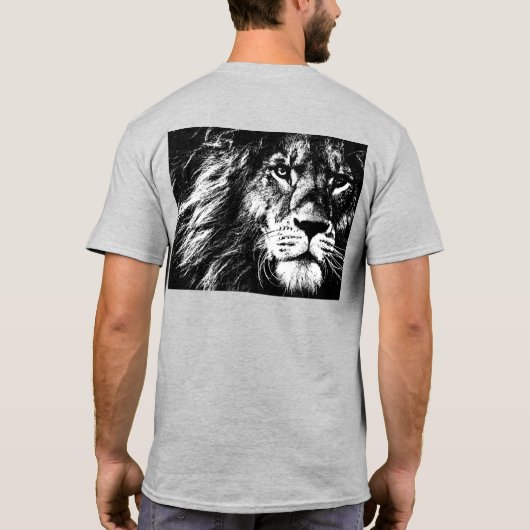 Pop Art Lion Face Back Side Print Sjabloon Mannen T-shirt (Achterkant)