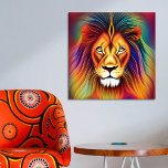 Pop Art Lion Head Poster<br><div class="desc">Deze kleurrijke, majestueuze pop art leeuw hoofd is AI Art. De kunstzinnige intelligentie kunst werd gemaakt met NightCafe.</div>