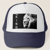 Pop Art Lion Head White Navy Blue Elegant Modern Trucker Pet (Voorkant)