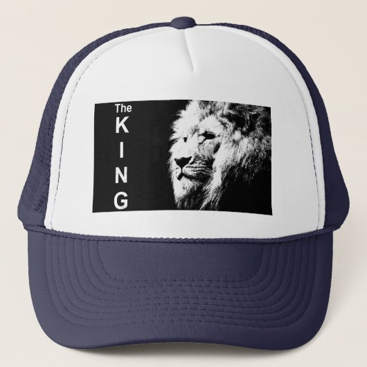 Pop Art Lion Head White Navy Blue Elegant Modern Trucker Pet (Voorkant)