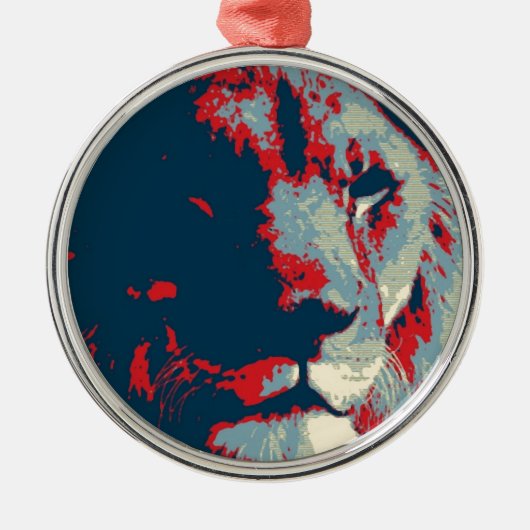 Pop Art Lion Metalen Ornament (Voorkant)