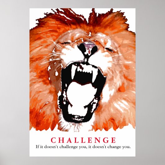 Pop Art Lion Motivatie Challenge Quote Poster (Voorkant)