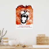 Pop Art Lion Motivatie Challenge Quote Poster (Keuken)