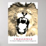 Pop Art Lion Motivatie Challenge  Sepia Poster<br><div class="desc">Motivatie prijsvragen Posters - Gezicht op Koning Lion - Motivatie uitdaging / Vertrouwen Digitaal dierenwerk - Lion Eyes Pop Afbeelding - Big Cats Digital Afbeeldingen</div>