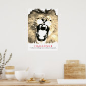Pop Art Lion Motivatie Challenge  Sepia Poster (Keuken)