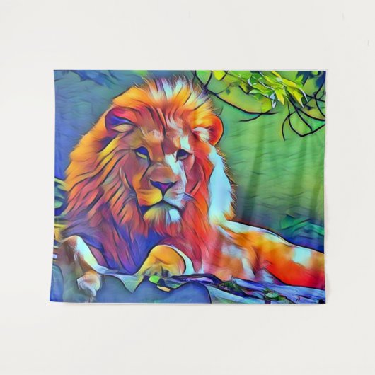 Pop Art Lion Wandkleed (Voorkant (horizontaal))