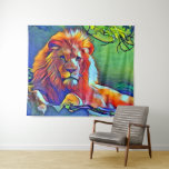 Pop Art Lion Wandkleed<br><div class="desc">Deze Pop Art Lion tapestry zal een muur in elke ruimte met een heldere kleur markeren.</div>