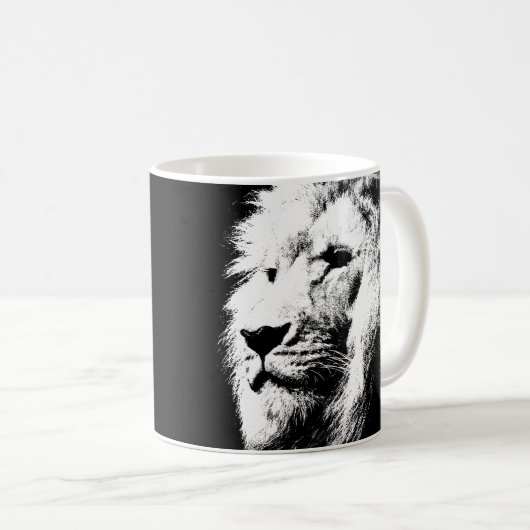 Pop Art Lion wordt geconfronteerd met de Sjabloon  Koffiemok (Voorkant rechts)