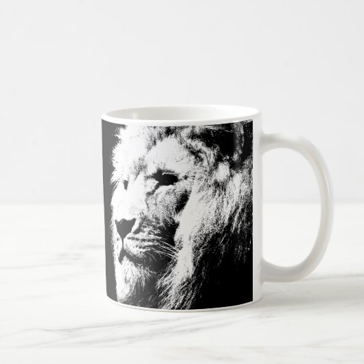 Pop Art Lion wordt geconfronteerd met de Sjabloon  Koffiemok (Rechts)