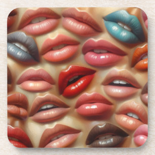 Pop Art Lippen Kurk Onderzetters Set van 6