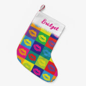 Pop Art Lips Kerstkussen Kleine Kerstsok (Voorkant (Hangend))