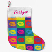 Pop Art Lips Kerstkussen Kleine Kerstsok (Voorkant)