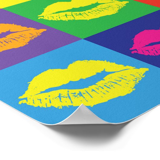 Pop Art Lips Kiss Marks Kleurrijk Poster (Hoek)