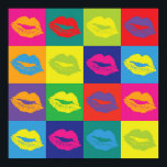 Pop Art Lips Kiss Marks Kleurrijk Poster<br><div class="desc">Sassy Pop Art Lips Kiss markeert kleurrijk Poster.</div>