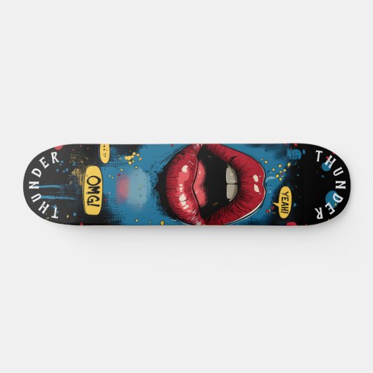 Pop Art Lips met Comic Expressions - Bold Retro Persoonlijk Skateboard (Horizontaal)