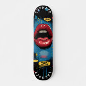 Pop Art Lips met Comic Expressions - Bold Retro Persoonlijk Skateboard (Voorkant)