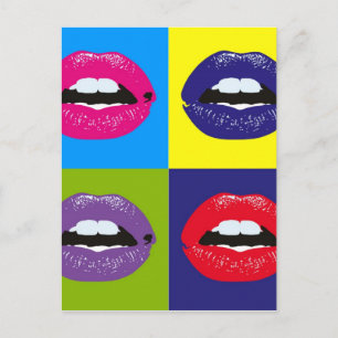 Pop Art Lips Pattern-ontwerp Briefkaart