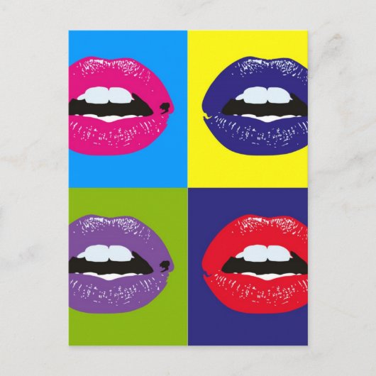 Pop Art Lips Pattern-ontwerp Briefkaart (Voorkant)