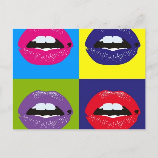 Pop Art Lips Pattern-ontwerp Briefkaart (Voorkant)