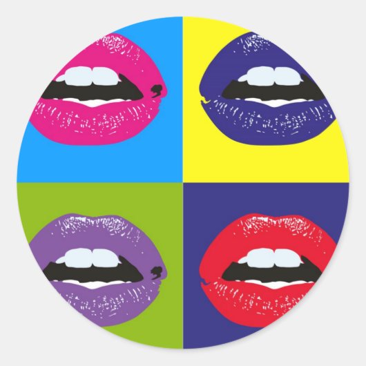 Pop Art Lips Pattern-ontwerp Ronde Sticker (Voorkant)