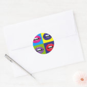 Pop Art Lips Pattern-ontwerp Ronde Sticker (Envelop)