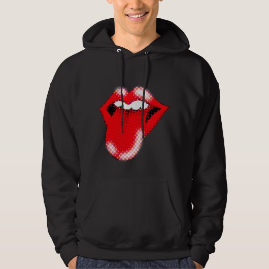 Pop Art Lips & Tongue Mannen’s Hoodie | Vetgedrukt (Voorkant)
