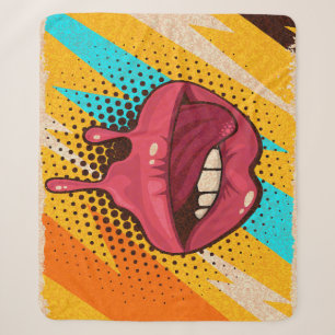 Pop Art Lips: Trendy Sherpa Deken