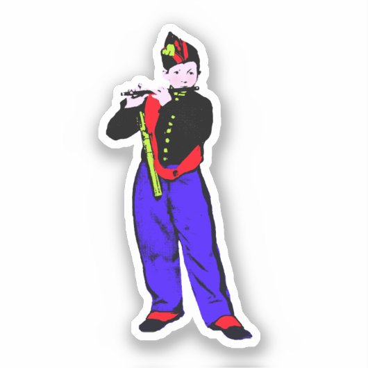 Pop Art Little Flutist (Manet) Sticker (Voorkant)