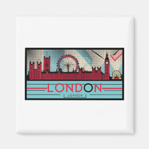 Pop-Art Londen Skyline Magnet