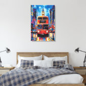Pop Art Londense Bus met Big Ben Achtergrond Canvas Afdruk (Insitu (Slaapkamer))