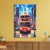 Pop Art Londense Bus met Big Ben Achtergrond Canvas Afdruk (Insitu (Woonkamer))