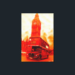 Pop Art London Bus Big Ben Red Orange Yellow Canvas Afdruk<br><div class="desc">Travel Art Photos of Symbols of World's Famous Capital Cities - Symbols of London: the Big Ben & Routemaster Bus Pop Art Image - Historical Iconic Buildings of London City</div>