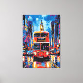 Pop Art London Bus met Big Ben achtergrond Canvas Afdruk (Voorkant)